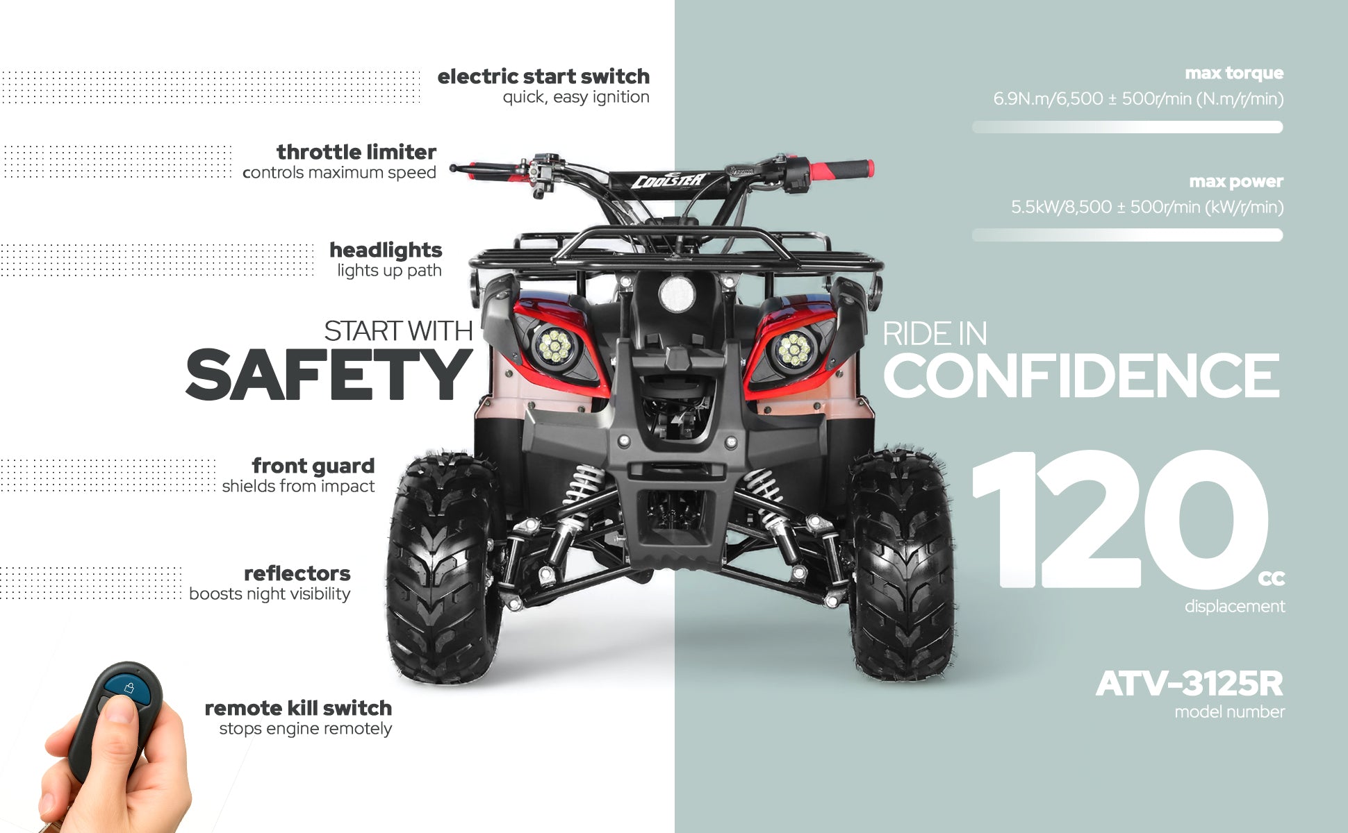 Coolster 125cc ATV for Kids Gas 4 Wheeler - ATV-3125R