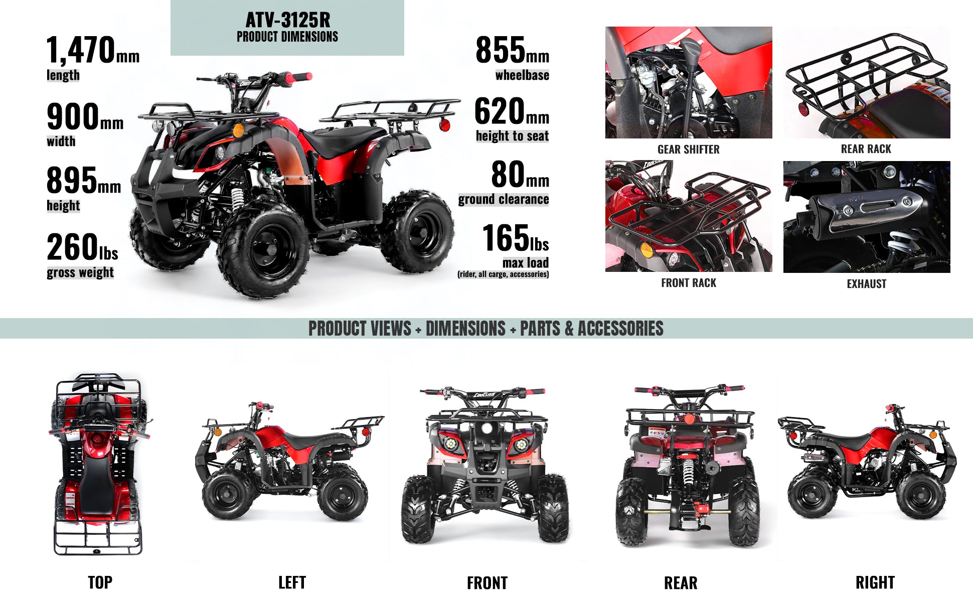 Coolster 125cc ATV for Kids Gas 4 Wheeler - ATV-3125R