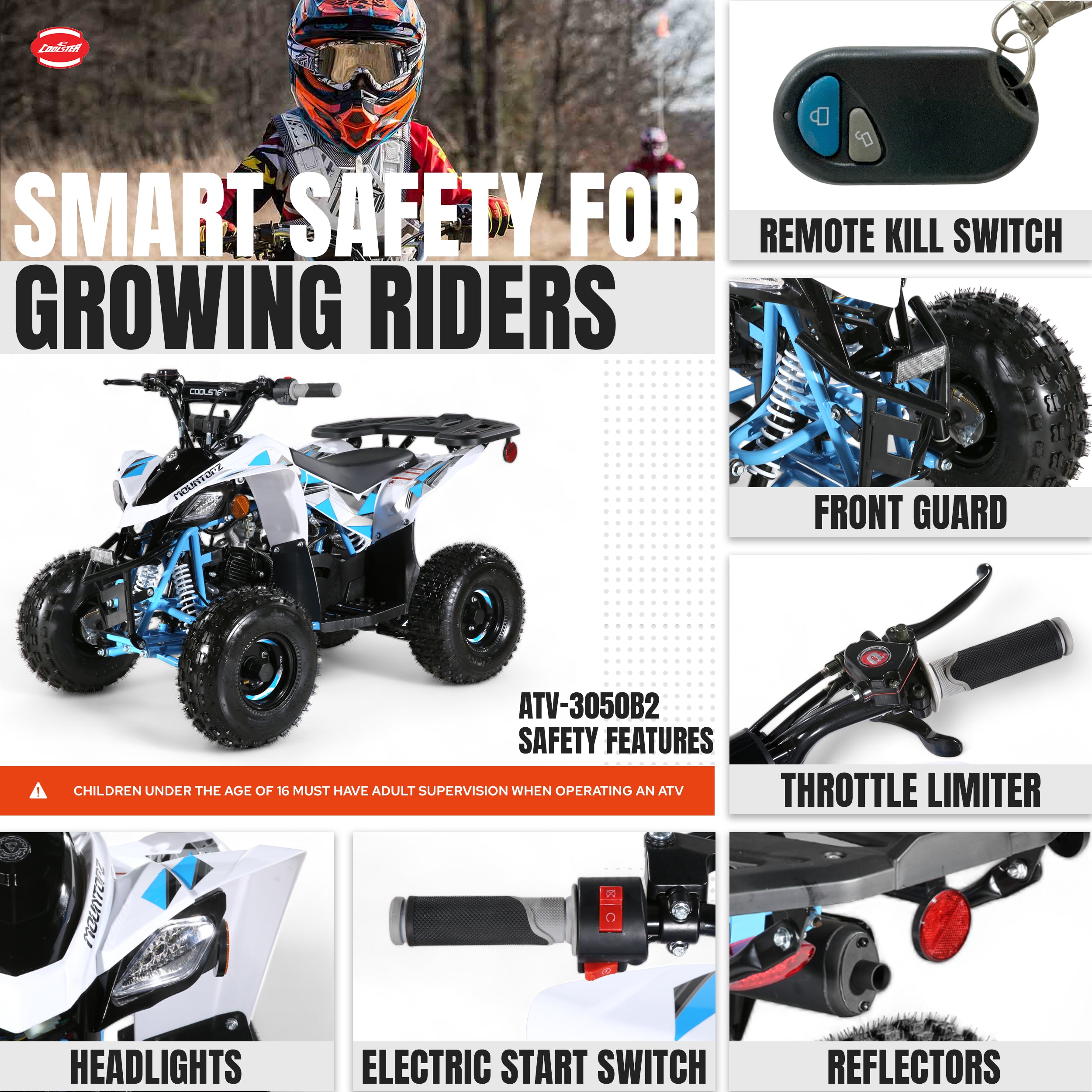 110cc Gas ATV, Off-Road 4 Wheeler - Coolster 3050B2