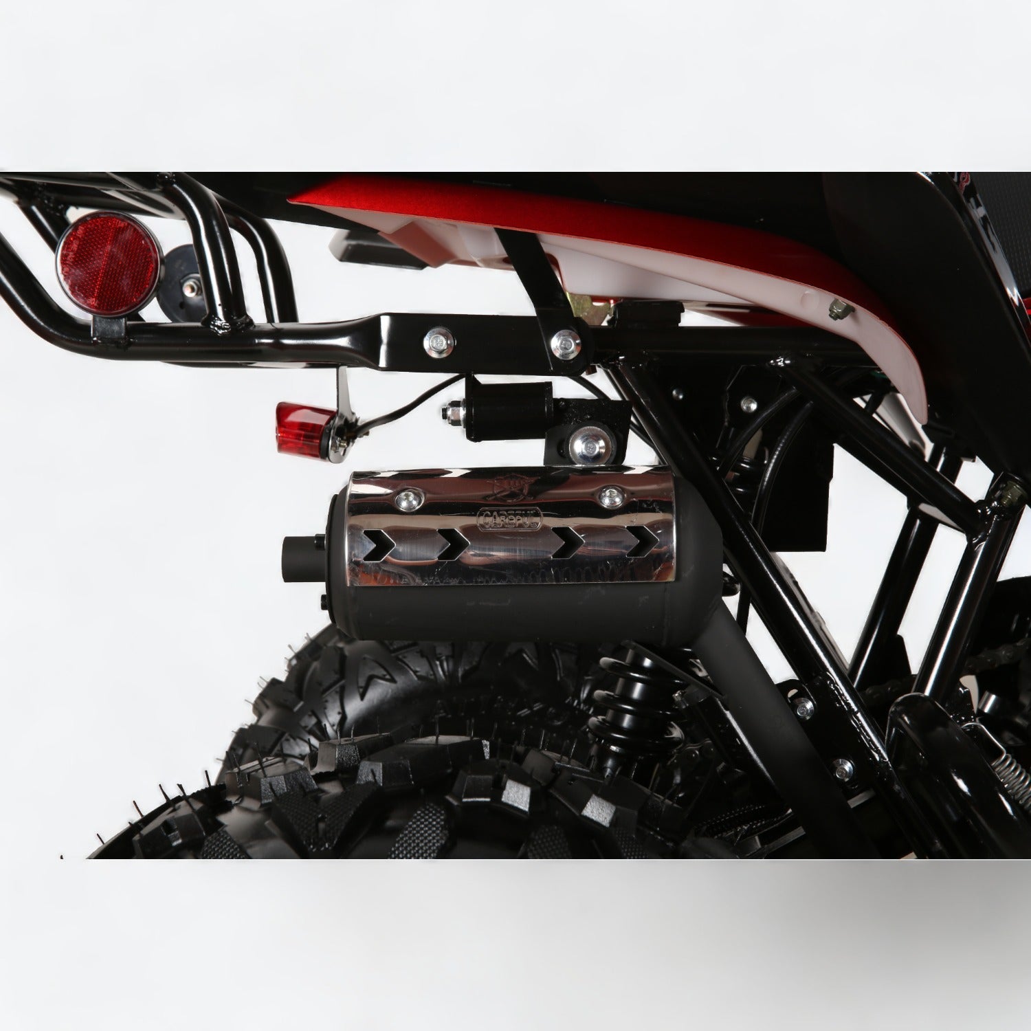 Red and black Coolster 3125CX-2 125cc ATV reliable muffler