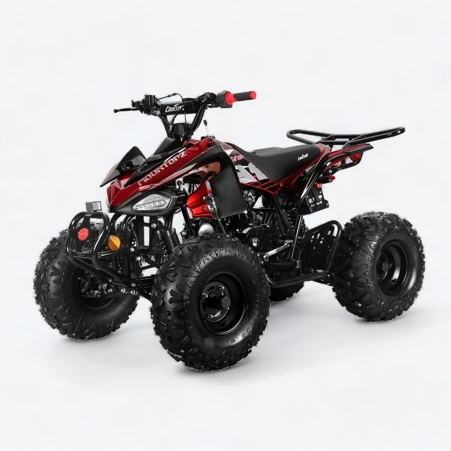Red and black Coolster 3125CX-2 125cc ATV with off-road tires and spring suspension for versatile terrain.
