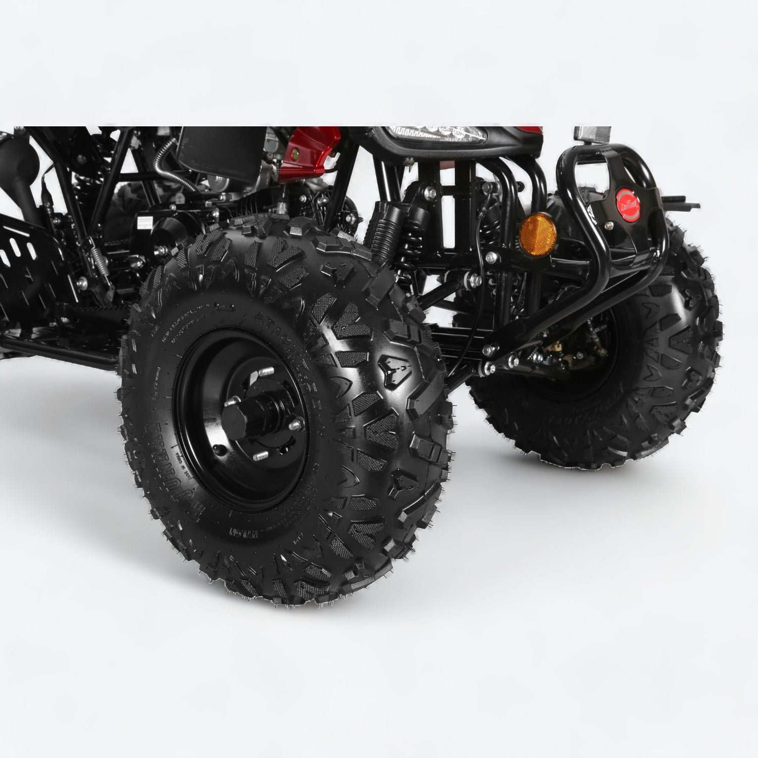 Red and black Coolster 3125CX-2 125cc ATV durable off-road tires for maximum performance and stability