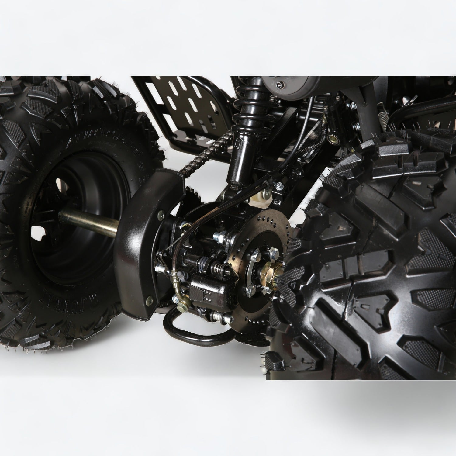 Coolster 3125CX-2 125cc durable rear suspension and reliable rear disc brake assembly.