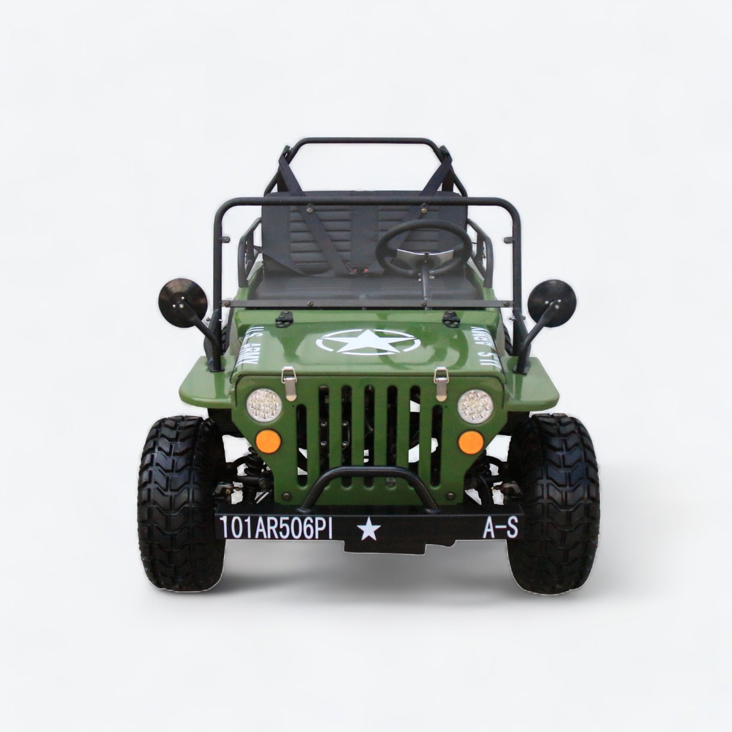 Front view of the GK-6125A Mini Willys Style Jeep Green