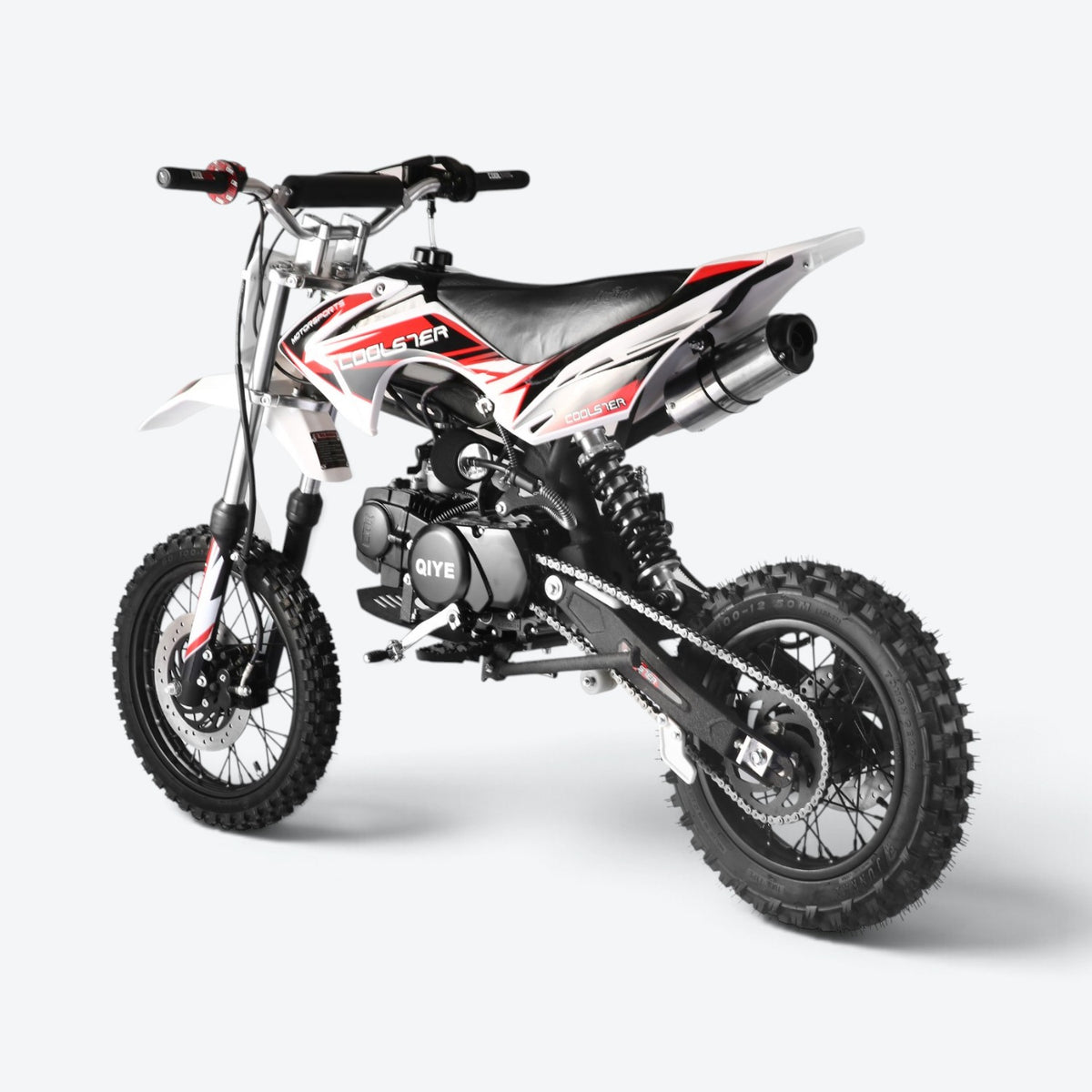 Coolster 125cc XR-125 Semi-Automatic Dirt Bike Black Red Rear Left Quarter View