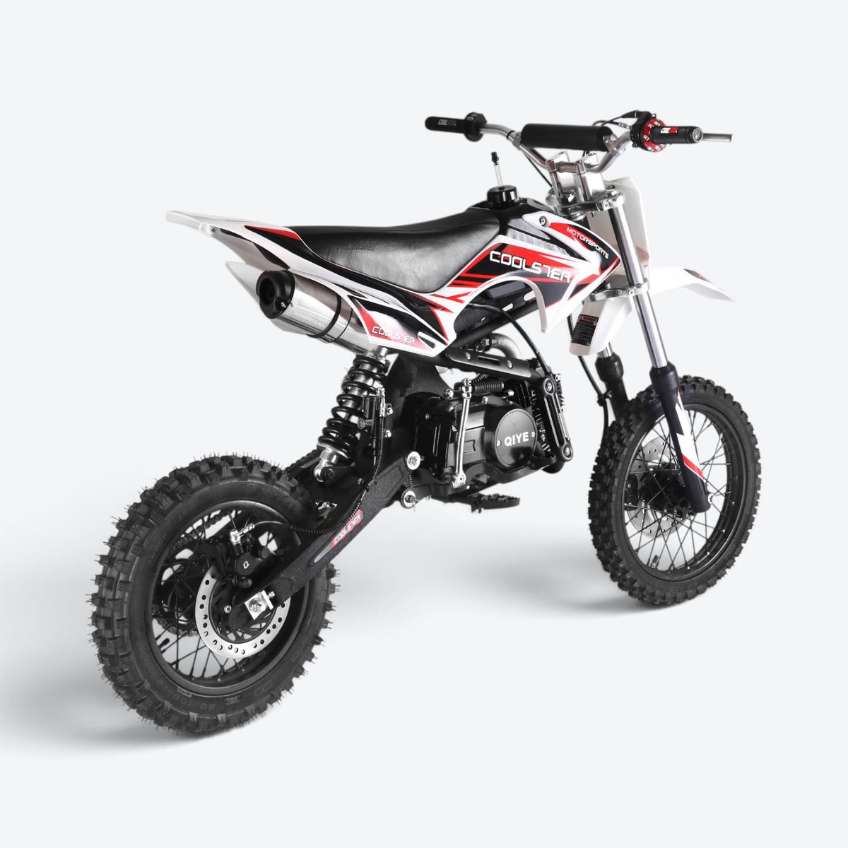 Coolster 125cc XR-125 Semi-Automatic Dirt Bike Black Red Rear Right Quarter View