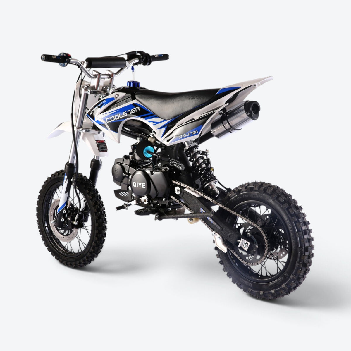 Coolster 125cc XR-125 Semi-Automatic Dirt Bike Blue Rear Left Quarter View