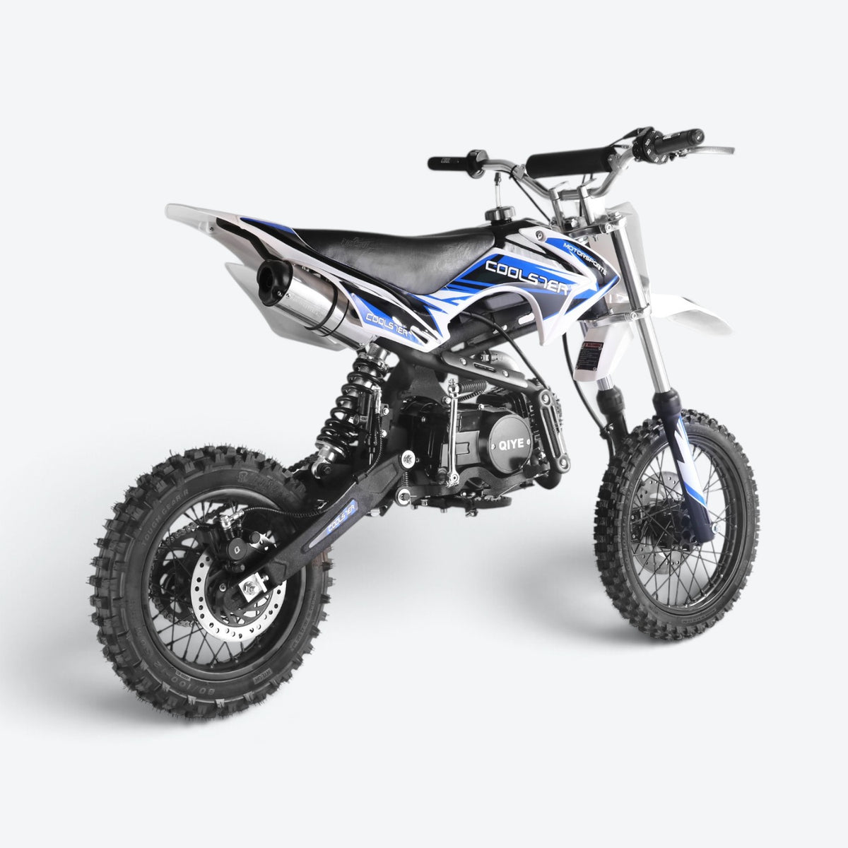 Coolster 125cc XR-125 Semi-Automatic Dirt Bike Blue Rear Right Quarter View