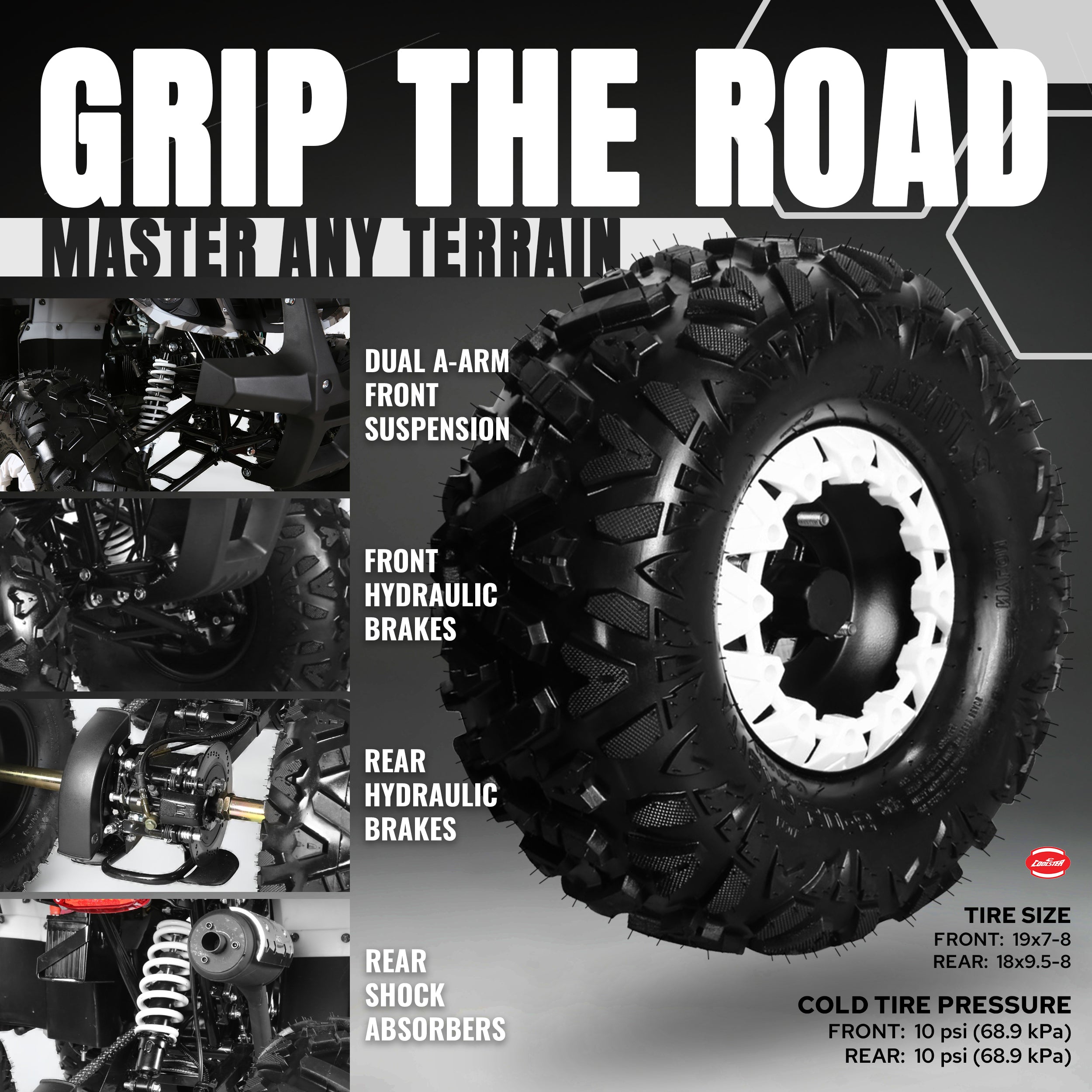 125cc ATV Youth Quad, Off-Road 4-Wheeler - Coolster 3125XR8U2