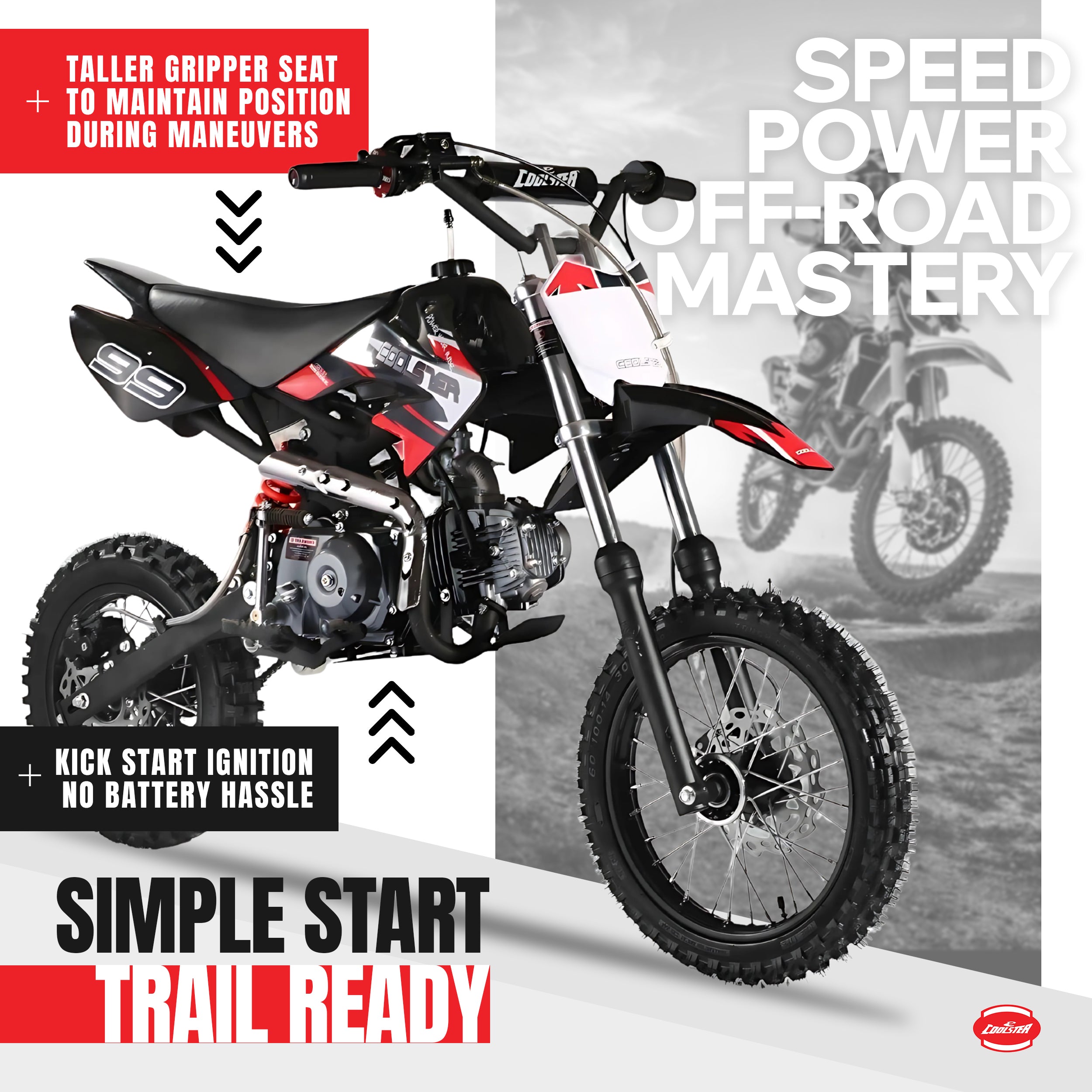 125cc Semi-Auto 3 Speed Gas Dirt Bike - Coolster 214S-2